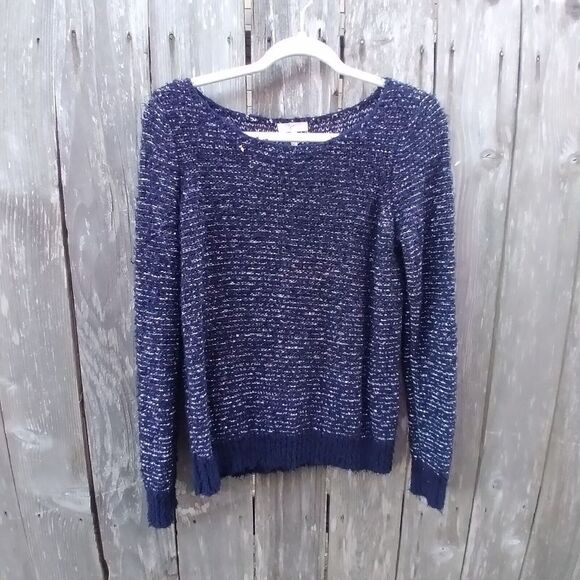 Joie size XS knit sweater crew neck long sleeve navy blue textured - Picture 1 of 7
